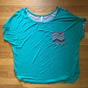 Teal Zig Zag Print Tee